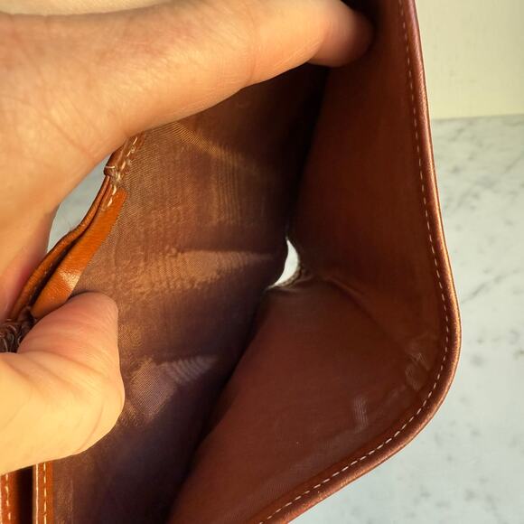 Vintage Dooney & Bourke All Weather Leather Bi-Fold Wallet Green Brown USA Made - Picture 8 of 11